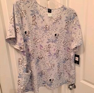 Brand New Disney Dalmatian Print Scrub Top